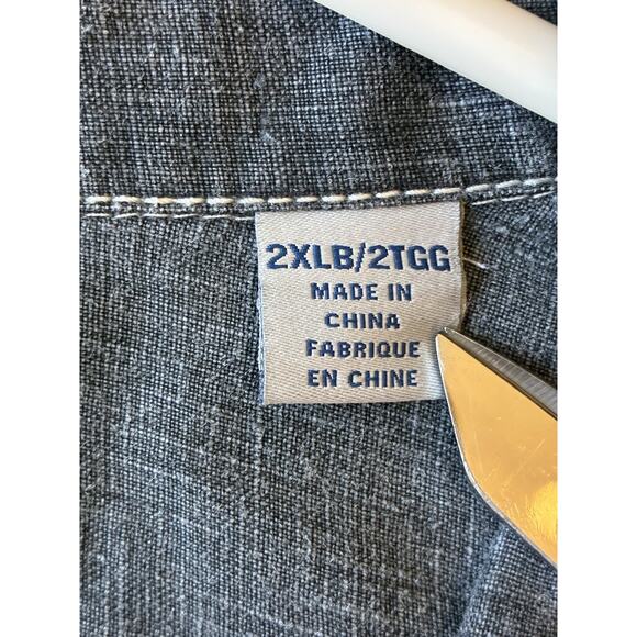 Tommy Bahama 100% Linen Shirt Mens 2XLB Long Sleeve Charcoal Black Breezer $110 - Picture 3 of 12